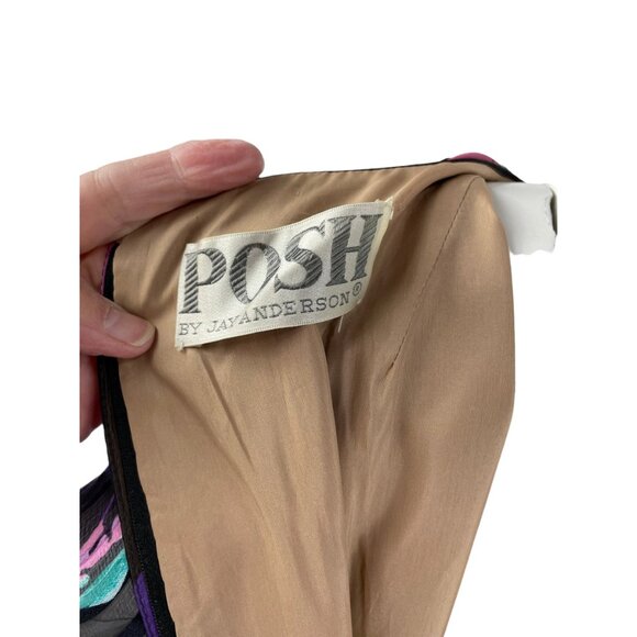 1960s gown Posh by Jay Anderson sheer silk floral chiffon and taffeta Size M - Picture 9 of 9